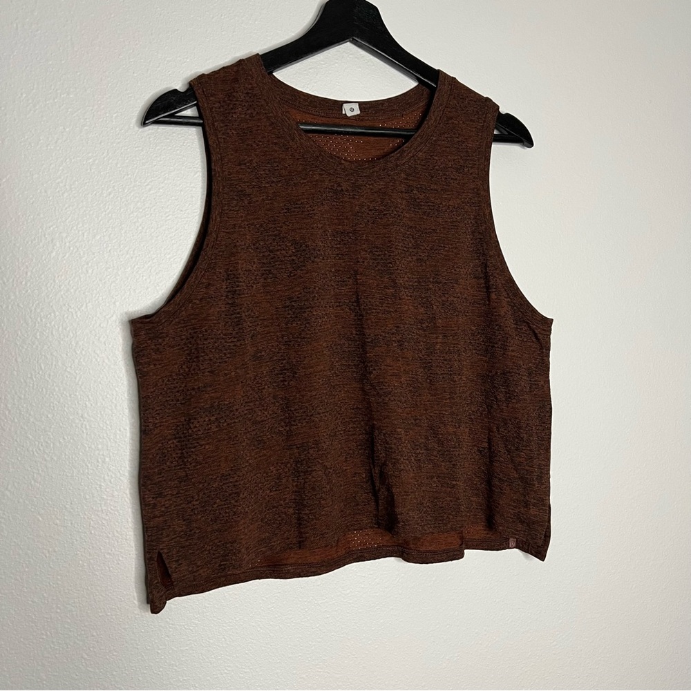 Lululemon Burnt Orange and Black Mesh Muscle Tank Sz 10